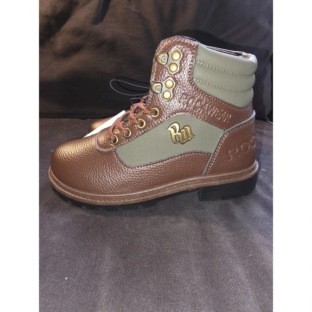 Work Boots Kids Size 4 Rocawear Cadet Brown Olive BBCADET